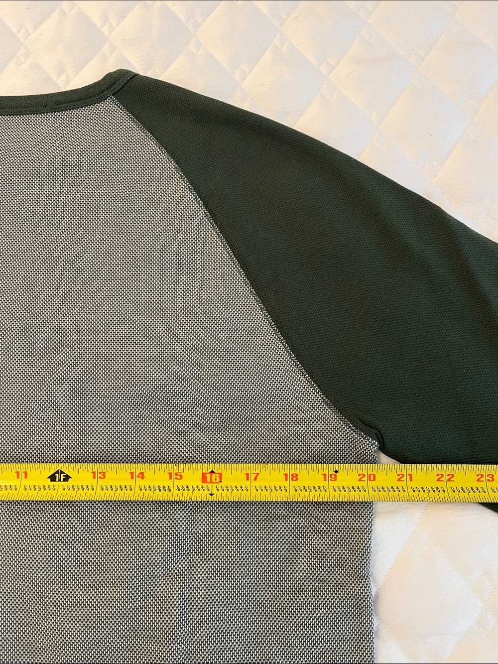 Men's Raglan Long Sleeve Shirt - Forest Green & Beige - Picture 3 of 3